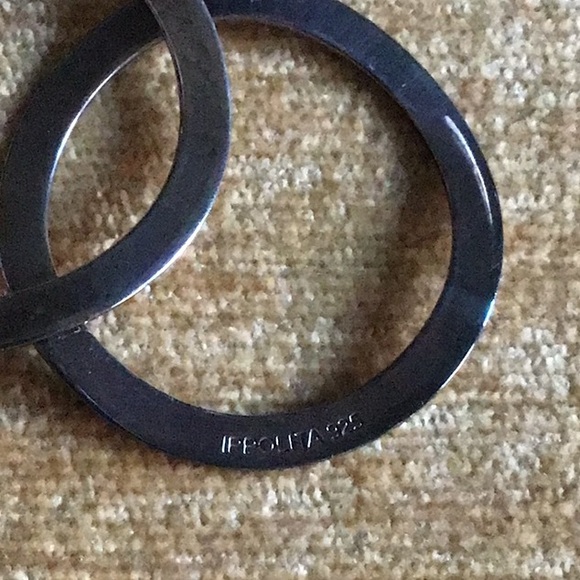 IPPOLITA 925 STERLING SILVER EARRINGS LG WAVY ROUND HOOPS - Picture 2 of 3